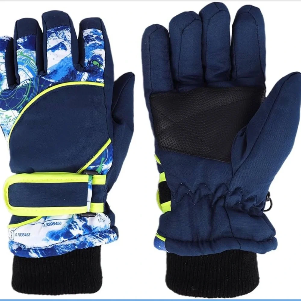 Kids-Waterproof-Ski-Gloves - Boys-Girls Winter-Snow-Glove Thickening Warm 4-7 y